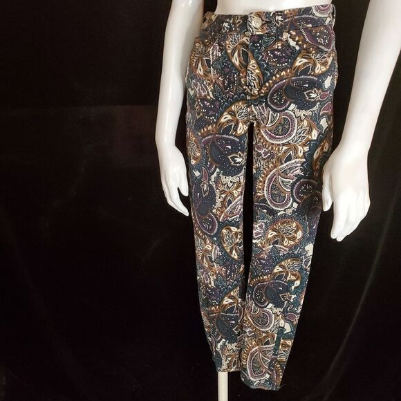 7 For All Mankind Ankle Skinny Paisley Jeans (24) - Picture 2 of 7